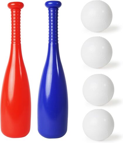 Boley 6-Piece Toy Baseball Set for Kids & Toddlers - 2 Soft Plastic Baseball Bats Measuring 15" in Length Each and 4 Balls - Perfect Indoor & Outdoor Sport Game - Safe & Durable - Ages 2 and up in Kuwait