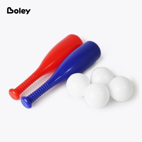 Boley 6-Piece Toy Baseball Set for Kids & Toddlers - 2 Soft Plastic Baseball Bats Measuring 15" in Length Each and 4 Balls - Perfect Indoor & Outdoor Sport Game - Safe & Durable - Ages 2 and up in Kuwait
