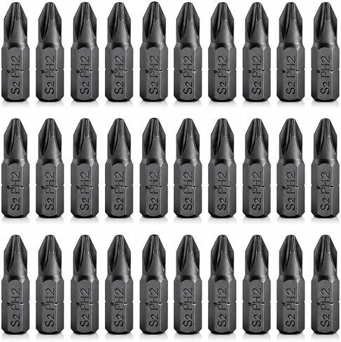 VESTTIO Phillips #2 PH2 Screwdriver Bits Set Drywall Insert Bits 30PCS 1 Inch/25 mm Length 1/4 Inch Hex Shank S2 Alloy Steel for Screwdriver Drill Driver with Storage Case in Kuwait