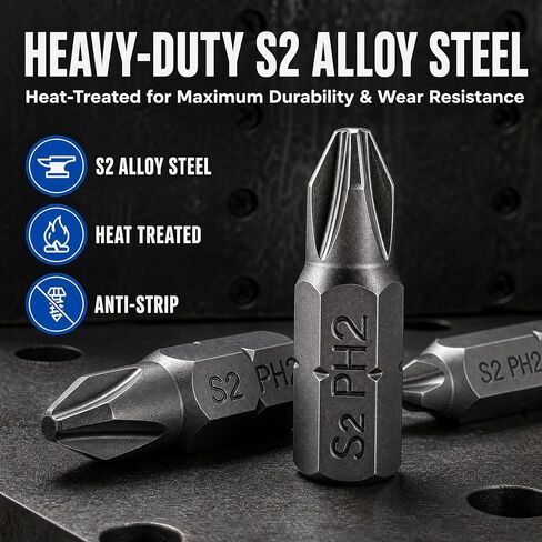 VESTTIO Phillips #2 PH2 Screwdriver Bits Set Drywall Insert Bits 30PCS 1 Inch/25 mm Length 1/4 Inch Hex Shank S2 Alloy Steel for Screwdriver Drill Driver with Storage Case in Kuwait