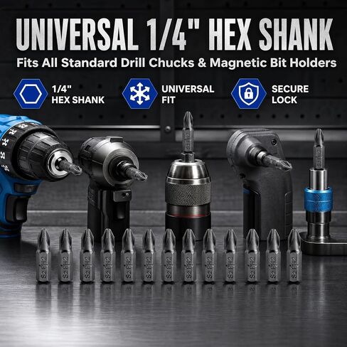 VESTTIO Phillips #2 PH2 Screwdriver Bits Set Drywall Insert Bits 30PCS 1 Inch/25 mm Length 1/4 Inch Hex Shank S2 Alloy Steel for Screwdriver Drill Driver with Storage Case in Kuwait