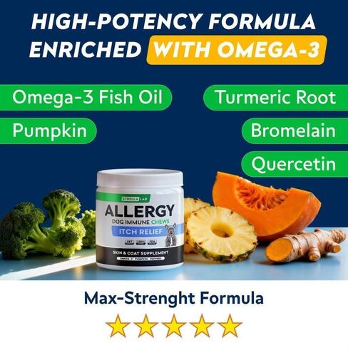 Dog Allergy & Itching Relief - Anti Itch, Skin&Coat Support Chews w/Omega 3 in Saudi Arabia
