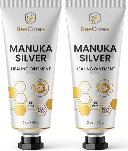 Manuka Honey Ointment 500+ MGO – Dog Hot Spot Treatment for Scratches, Burns, Irritations – Cat Wound Care with 55-PPM Colloidal Silver for Dogs – Manuka + Silver Healing Ointment in a 2-oz Tube in Kuwait