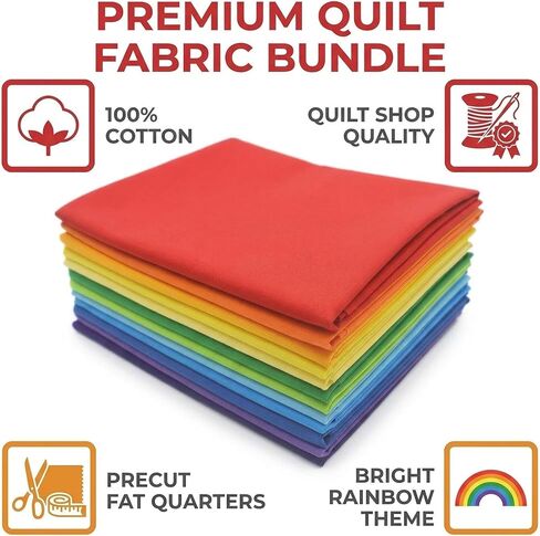 ibotti Fat Quarters Quilting Fabric Bundles Cotton, (Bright Rainbow) in Kuwait