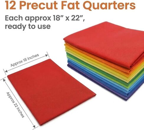ibotti Fat Quarters Quilting Fabric Bundles Cotton, (Bright Rainbow) in Kuwait