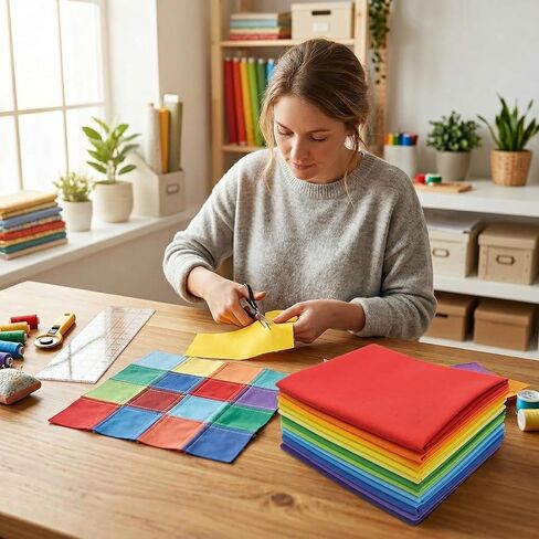 ibotti Fat Quarters Quilting Fabric Bundles Cotton, (Bright Rainbow) in Kuwait