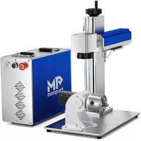Monport 30W Fiber Laser Engraver with Lightburn, 5.9" x 5.9" Work Area, 10000mm/s 360°Laser Marking Etching Machine for Metal, Silver, Stainless Steel, Gold with Lightburn in Kuwait