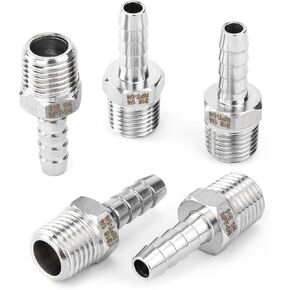 LTWFITTING Bar Production Stainless Steel 316 Barb Fitting Coupler/Connector 1/4" Hose ID x 1/4" Male NPT Air Fuel Water(Pack of 5) in Kuwait