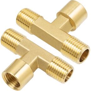 Metalwork Brass Pipe T Fitting Female Brach Tee 1/4" NPT Male x 1/4" NPT Male x 1/4" NPT Female Street Tee（Pack of 2） in Saudi Arabia