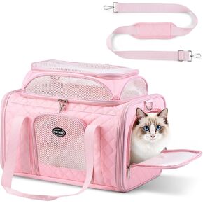 Airline Approved Cat Carrier with Expandable Top, 17x11x9.5 in, Pink in Saudi Arabia