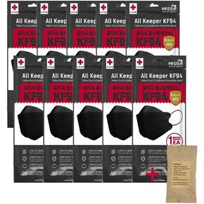 FIXPIX [10 Pack] Black All Keeper KF94 Face Safety Masks 4-Layers Filter Protection with Natural Dehumidifier in Kuwait
