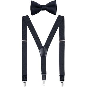 Men's Boys' Suspenders and Bow Tie Set Adjustable with Black Metal Clips in Saudi Arabia