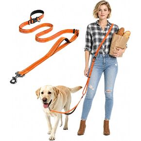 Hands Free Dog Leash by Kazazoo, Adjustable 5.8-8.5FT Waist & Crossbody Leash with Quick Off Buckle, Reflective Stitches for Walking, Jogging,Medium to Large Dogs M Size Black in Kuwait