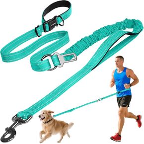 Hands Free Dog Leash by Kazazoo, Adjustable 5.8-8.5FT Heavy Duty Bungee Waist Leash, Reflective Stitches & Quick Off Bucklefor Walking, Jogging,Medium to Large Dogs Up to 150 lbs M Size Black in Kuwait