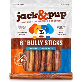 Jack&Pup 6 Inch Bully Sticks, Single Ingredient Long Lasting Dog Chews (6 oz, 5-7 Sticks) Pizzle Sticks for Dogs in Kuwait