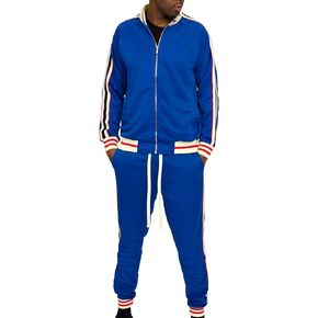 G-Style USA Men's 2-Piece Tracksuit Set Cotton Blend Zip-Up Jogging Sweatsuit With Trim Detail S-5XL in Kuwait