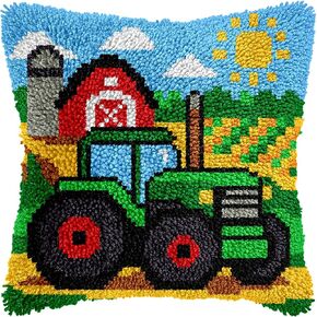 Farm Tractor Latch Hook Pillow Kit for Adults Beginners, DIY Cushion Cover in Kuwait
