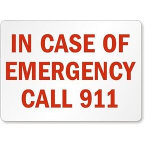 SmartSign 10 x 14 inch “In Case Of Emergency Call 911" Metal Sign, Screen Printed, 40 mil Laminated Rustproof Aluminum, Red and White in Saudi Arabia