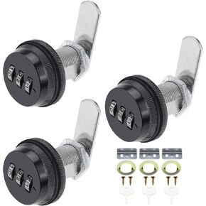 3 Pack Combination Cam Lock 1-1/8" Cylinder Coded Cabinet Lock Metal Security Locks Black Password Lock for Cabinet Drawers in Saudi Arabia