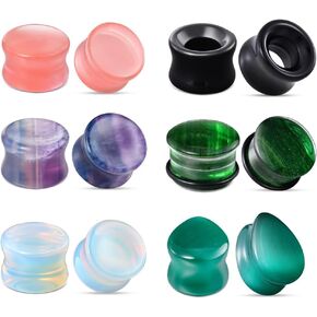 TBOSEN Mixed Stone Ear Plugs Tunnels Double Flare Saddle Stretching Gauges Expander Body Piercing Set Gauge 2g - 5/8 inch in Kuwait