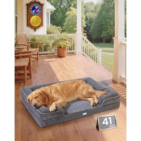 OhGeni Orthopedic Extra Large Dog Bed Couch, Memory Foam, 45×33Inch (Gray) in Kuwait