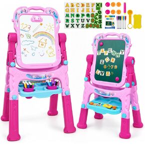 Easel for Kids, Double-Sided Magnetic Drawing Board with Art Set in Kuwait