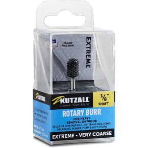 Kutzall Original Ball Nose Rotary Burr, 1⁄8" Shaft, Fine - Woodworking Attachment for Dremel, Foredom, DeWalt, Milwaukee. Abrasive Tungsten Carbide, 1⁄4" (6.3mm) Dia. X 1⁄2" (12.7mm) Length, BN-14-EG in Kuwait