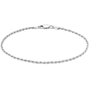 Solid 925 Stealing Sliver Diamond-Cut Braided Rope Chain Bracelet for Women，2mm 6,7,8 Inch+2 Inch Extend in Saudi Arabia