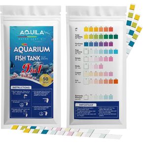 Aquarium Water Test Kit, 9 in 1, 50 Count Ammonia Test Strips for Fish Tank and Pond, Freshwater and Saltwater Testing, pH Alkalinity Hardness Chlorine Nitrite Sulfate Copper Iron in Saudi Arabia