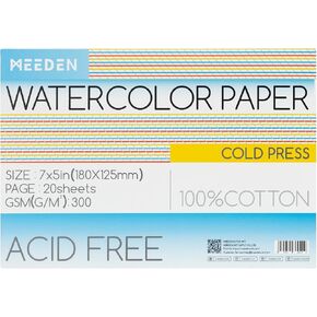 MEEDEN Cotton Watercolor Paper Block: 10" x 7" Cold Pressed of 20 Sheets in Kuwait