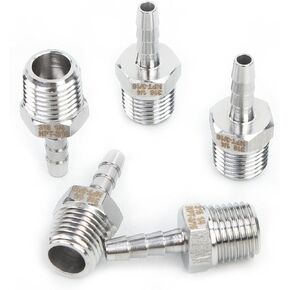 LTWFITTING Bar Production Stainless Steel 316 Barb Fitting Coupler/Connector 3/16" Hose ID x 1/4" Male NPT Air Fuel Water (Pack of 5) in Kuwait