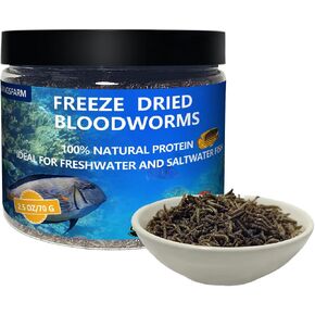 JADINGSFRAM Blood Worms Fish Food 3.5 oz, Freeze Dried Bloodworms for Fish, Bloodworms Fish Food for Freshwater Saltwater Tropical Fish Betta Cichlid Goldfish Guppy Turtle (3.5 OZ) in Kuwait