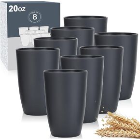 Wrova Wheat Straw Cups,12oz Plastic Cups for Kids,Drinking Glasses Set of 8 in Kuwait