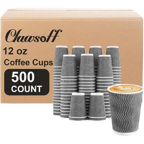Clawsoff 120 Pack 12 oz Coffee Cups Disposable Insulated Paper Cup Gray in Kuwait