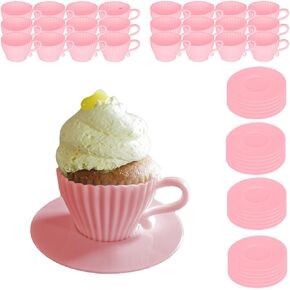 Evelots 48-Pc Silicone Cupcake Liners & Teacup Molds with Saucers, BPA-Free in Kuwait
