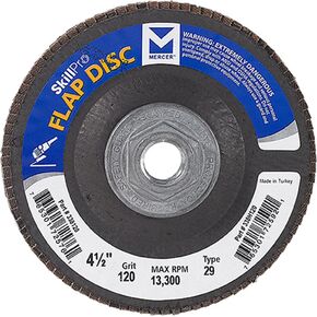 Mercer Industries 338H060-4-1/2" x 5/8"-11 النوع 29 SkillPro Zirconia Flap Discs، حبيبات 60 (10 عبوات) in Kuwait