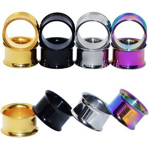 Qmcandy 18pcs or 8pcs 8g-5/8 in Organic Stone & Stainless Steel Mixed Ear Tunnels Stretching Plugs Piercing in Kuwait