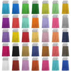 NACHLYNN 140 Pcs Leather KeychainTassels for Jewelry Making, Tassel Charms with 150pcs Jump Rings for Keychain Bracelet Earring Acrylic Blanks DIY Craft Supplies Silver Cap (35 Colors) (55MM) in Kuwait