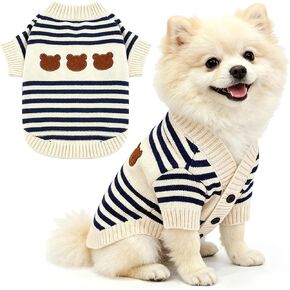 ABRRLO Striped Small Dog Sweaters for Girls Boys Puppy Cat Cardigan Clothes in Saudi Arabia