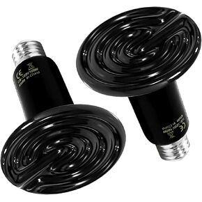 HealSmart Reptile Heat Lamp 100W 2-Pack Ceramic Heat Emitter, No Light Emitting Heat Bulbs for Amphibian Pet Brooder Coop Incubating Chicken, Lizard Bearded Dragon Turtle Snake Terrarium Black in Kuwait