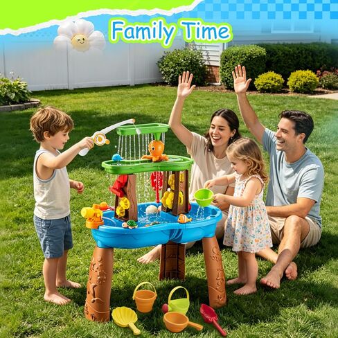 VROGTIK Water Table for Toddlers 3-5, Kids Sand Water Table with Fishing Game Set, Sensory Play Table Toys for Outdoor Pool Beach Backyard Summer Birthday Gift for Boys Outside Toys for Toddler in Kuwait