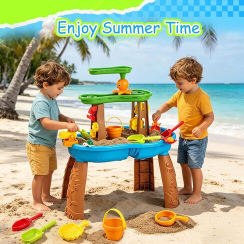 VROGTIK Water Table for Toddlers 3-5, Kids Sand Water Table with Fishing Game Set, Sensory Play Table Toys for Outdoor Pool Beach Backyard Summer Birthday Gift for Boys Outside Toys for Toddler in Kuwait