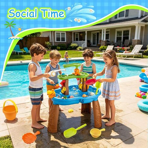 VROGTIK Water Table for Toddlers 3-5, Kids Sand Water Table with Fishing Game Set, Sensory Play Table Toys for Outdoor Pool Beach Backyard Summer Birthday Gift for Boys Outside Toys for Toddler in Kuwait