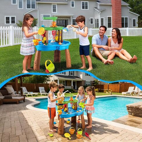 VROGTIK Water Table for Toddlers 3-5, Kids Sand Water Table with Fishing Game Set, Sensory Play Table Toys for Outdoor Pool Beach Backyard Summer Birthday Gift for Boys Outside Toys for Toddler in Kuwait