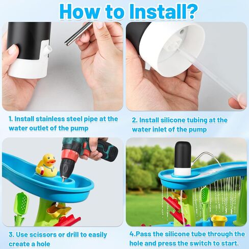 LBAIBB Water Table Pump for Step 2 - Cordless, Portable, Compatible with Most Water Tables - Pump for Water Table Toys Accessory for Kids Fun - Runs 3 Hours in Kuwait