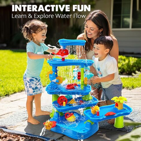CozyBomB® Water Table for Toddlers 3-5,Sand Water Tables with Fishing Game Set,5 Tier Outdoor Toys for Kids Ages 4-8,Summer Beach Outside Sensory Table Activity, Party Birthday Gift in Kuwait