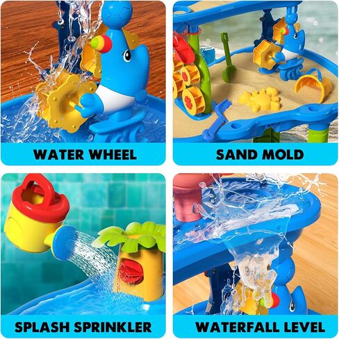 CozyBomB® Water Table for Toddlers 3-5,Sand Water Tables with Fishing Game Set,5 Tier Outdoor Toys for Kids Ages 4-8,Summer Beach Outside Sensory Table Activity, Party Birthday Gift in Kuwait