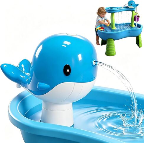 Water Table Pump - Whale Rechargeable Water Pump for Water Table Accessories - Battery Powered Water Pump Continuous Flow 3 Hours Non-Stop Fun - Summer Outdoor Water Toys (Blue) in Kuwait