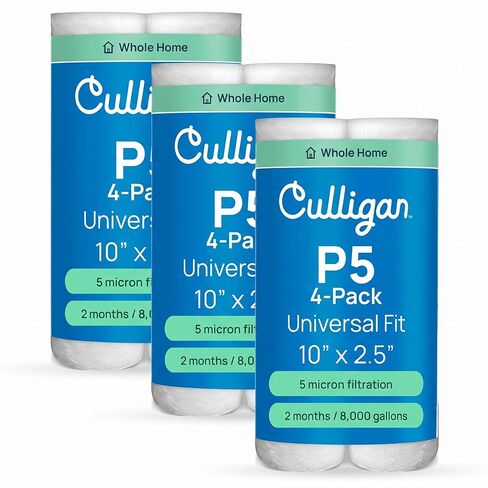 Culligan P5-4PK Standard P5 Whole House Premium Water Filter, 8,000 Gallons, Value 4-Pack, White, (Pack of 4), 4 Count in Kuwait
