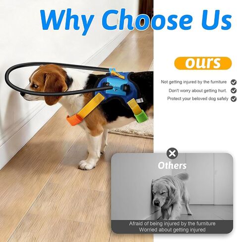 Blind Dog Halo Harness, Adjustable Blind Dog Collar with Protective Ring, Safe Walking Aid for Visually Impaired Pets, Comfortable Vest Design,18"-22" in Saudi Arabia